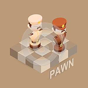 Isometric cartoon chess pieces Pawn. Vector flat illustration.