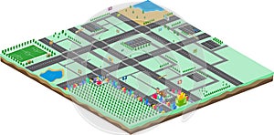 Isometric cartoon world game assets template