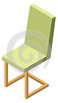 Isometric chair. Green soft seat. Modern furniture