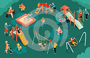 Isometric Children Playground Composition