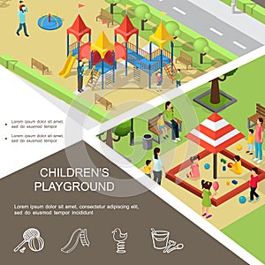 Isometric Children Playground Poster