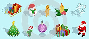 Isometric Christmas Icons Set