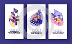 Isometric Cinema Banners Set