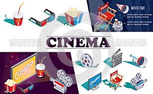 Isometric Cinema Elements Concept