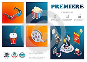 Isometric Cinema Infographic Concept