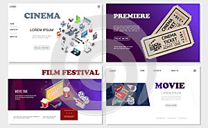 Isometric Cinema Websites Set