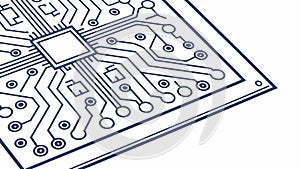 Isometric circuit board with central chip, vector design Generative AI