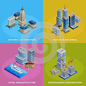 Isometric City 2x2 Icons Set