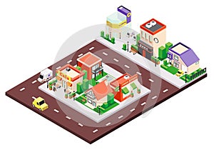 Isometric City Block Composition