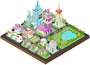 Isometric city building real estate house cityscape architecture