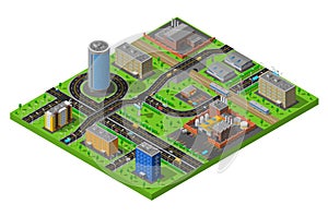 Isometric City Industrial Area Composition Poster
