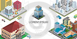 Isometric City Landscape Composition