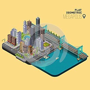 Isometric city,megapolis concept