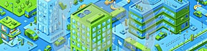 Isometric city, modern metropolis with buildings