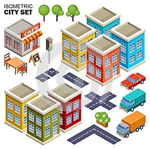Isometric city set.