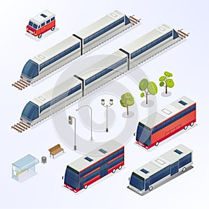 Isometric City. Urban Elements. Isometric Bus