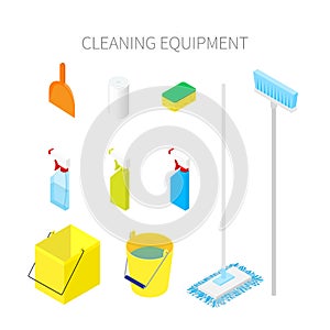 Isometric cleaning equipment isolated