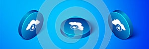 Isometric Cloud computing lock icon isolated on blue background. Security, safety, protection concept. Protection of