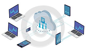 Isometric Cloud Data Network Illustration