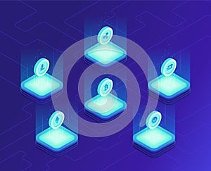 Isometric cloud mining concept.