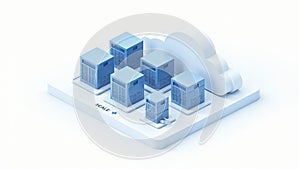 Isometric Cloud Servers Scale Up Concept