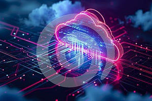 Isometric cloud storage for downloading, representing a digital service or application