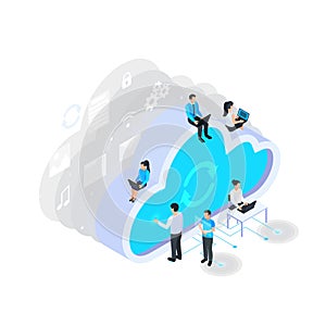 Isometric Cloud Sync Composition