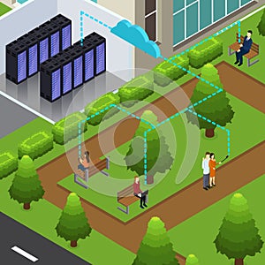 Isometric Cloud Technology Concept