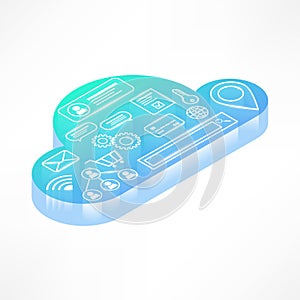 Isometric cloud technology concept isolated