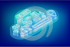 Isometric cloud technology concept