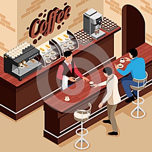 Isometric Coffee Cafe Composition
