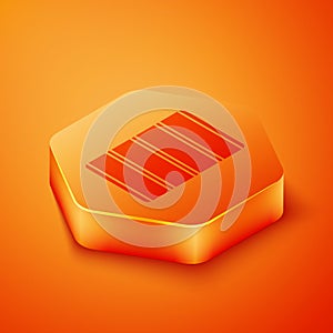 Isometric Color palette guide icon isolated on orange background. Modular grid. Orange hexagon button. Vector