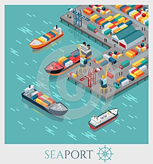 Isometric Commercial Sea Port.