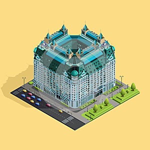Isometric composition of the building hotel