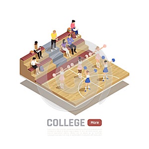 College Gym Isometric Composition