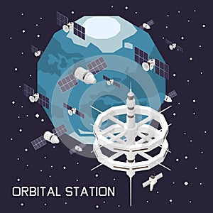 Space Ship Isometric Composition