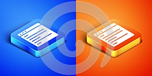 Isometric Computer api interface icon isolated on blue and orange background. Application programming interface API