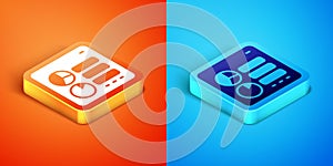 Isometric Computer api interface icon isolated on orange and blue background. Application programming interface API