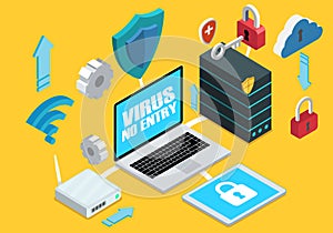 Isometric computer with components of internet security