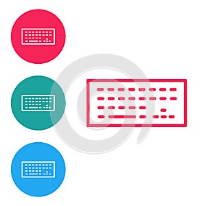 Isometric Computer keyboard icon isolated on orange background. PC component sign. Silver square button. Vector