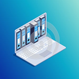 Isometric concept of data storage.