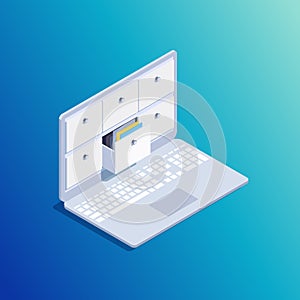 Isometric concept of data storage.