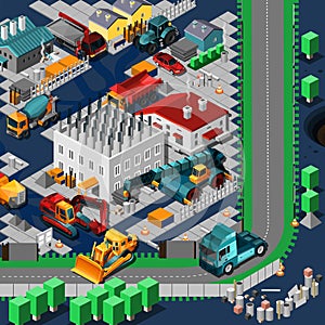 Isometric Construction Machines Concept