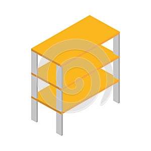 Isometric construction shelf storage empty work equipment flat style icon design