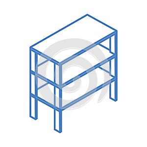 Isometric construction shelf storage empty work equipment linear style icon design