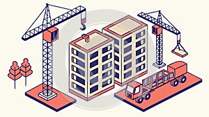 Isometric Construction Site, Building Development, vector design Generative AI