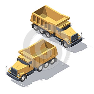 Isometric construction truck tipper