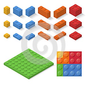 Isometric constructor toy details.