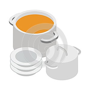 Isometric Cooking Dishware Composition