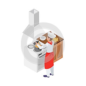 Isometric Cooking Kitchen Composition